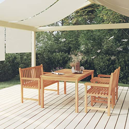 Emmtore 4-TLG. Garten-Essgruppe Massivholz Teak, Gartenmöbel Sitzgruppe Gartengarnitur Sitzgarnitur Gartenset Gartenstuhl Stühle Tisch Gartentisch Holzstuhl Holztisch von Emmtore