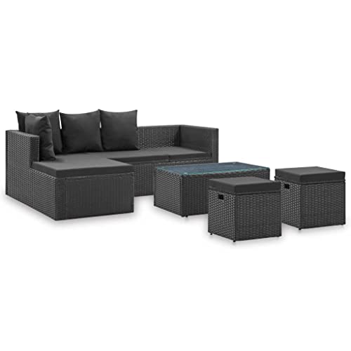 Emmtore 4-TLG. Garten-Lounge-Set Schwarz mit Auflagen Garten Ecksofagarnitur Gartenmöbel Gartensofa Poly Rattan Emmtore 4-TLG. Garten-Lounge-Set Schwarz mit Auflagen Garten Ecksofagarnitur Gartenmöbel Gartensofa Poly Rattan von Emmtore