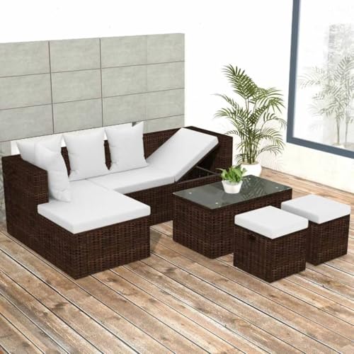 Emmtore 4-TLG. Garten-Lounge-Set mit Auflagen Garten Ecksofagarnitur Gartenmöbel Gartensofa Poly Rattan Braun Emmtore 4-TLG. Garten-Lounge-Set mit Auflagen Garten Ecksofagarnitur Gartenmöbel Gartensofa Poly Rattan Braun von Emmtore