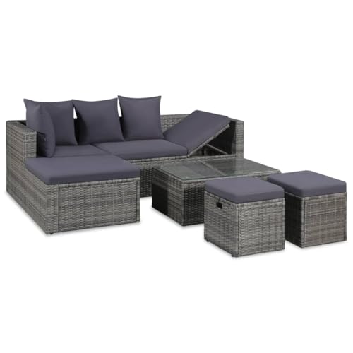 Emmtore 4-TLG. Garten-Lounge-Set mit Auflagen Garten Ecksofagarnitur Gartenmöbel Gartensofa Poly Rattan Grau Emmtore 4-TLG. Garten-Lounge-Set mit Auflagen Garten Ecksofagarnitur Gartenmöbel Gartensofa Poly Rattan Grau von Emmtore
