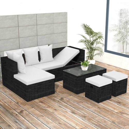 Emmtore 4-TLG. Garten-Lounge-Set mit Auflagen Garten Ecksofagarnitur Gartenmöbel Gartensofa Poly Rattan Schwarz Emmtore 4-TLG. Garten-Lounge-Set mit Auflagen Garten Ecksofagarnitur Gartenmöbel Gartensofa Poly Rattan Schwarz von Emmtore