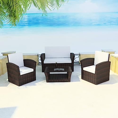 Emmtore 4-TLG. Garten-Lounge-Set mit Kissen Poly Rattan Gartenmöbel Sitzgruppe Rattanmöbel Sitzgarnitur Lounge Sofa Gartensofa Gartenset Sofagarnitur Braun Emmtore 4-TLG. Garten-Lounge-Set mit Kissen Poly Rattan Gartenmöbel Sitzgruppe Rattanmöbel Sitzgarnitur Lounge Sofa Gartensofa Gartenset Sofagarnitur Braun von Emmtore