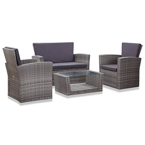 Emmtore 4-TLG. Garten-Lounge-Set mit Kissen Poly Rattan Gartenmöbel Sitzgruppe Rattanmöbel Sitzgarnitur Lounge Sofa Gartensofa Gartenset Sofagarnitur Grau Emmtore 4-TLG. Garten-Lounge-Set mit Kissen Poly Rattan Gartenmöbel Sitzgruppe Rattanmöbel Sitzgarnitur Lounge Sofa Gartensofa Gartenset Sofagarnitur Grau von Emmtore