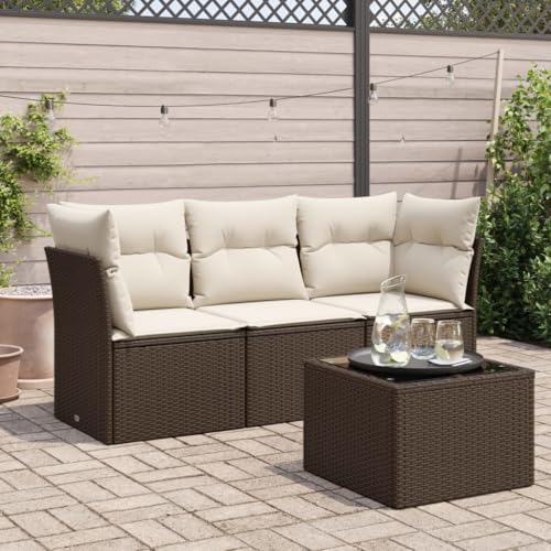 Emmtore 4-TLG. Garten-Sofagarnitur mit Kissen Mit Tisch Braun Poly Rattan Emmtore 4-TLG. Garten-Sofagarnitur mit Kissen Mit Tisch Braun Poly Rattan von Emmtore