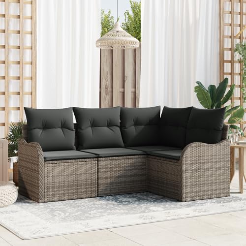 Emmtore 4-TLG. Garten-Sofagarnitur mit Kissen Poly Rattan Grau,ohne Tisch Emmtore 4-TLG. Garten-Sofagarnitur mit Kissen Poly Rattan Grau,ohne Tisch von Emmtore