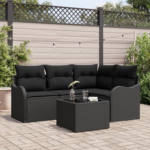 Emmtore 4-TLG. Garten-Sofagarnitur mit Kissen Poly Rattan Schwarz,mit Tisch Emmtore 4-TLG. Garten-Sofagarnitur mit Kissen Poly Rattan Schwarz,mit Tisch von Emmtore