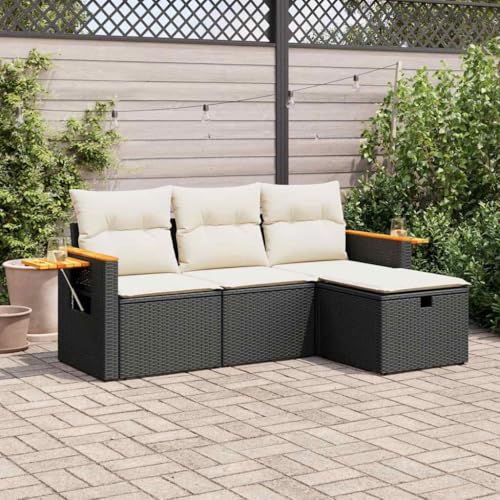 Emmtore 4-TLG. Garten-Sofagarnitur mit Kissen mit Stauraum Schwarz Poly Rattan Emmtore 4-TLG. Garten-Sofagarnitur mit Kissen mit Stauraum Schwarz Poly Rattan von Emmtore