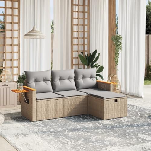Emmtore 4-TLG. Garten-Sofagarnitur mit Kissen ohne Stauraum Beigemischung Poly Rattan Emmtore 4-TLG. Garten-Sofagarnitur mit Kissen ohne Stauraum Beigemischung Poly Rattan von Emmtore