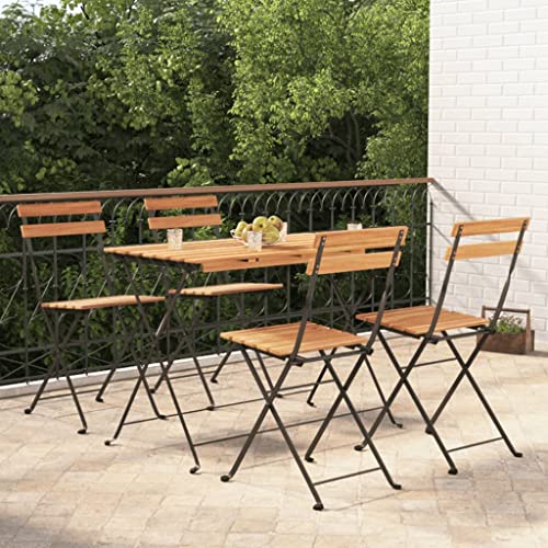 Emmtore 5-TLG. Bistro-Set Klappbar Massivholz Akazie und Stahl Gartenmöbel Set, Essgruppe mit Stahlrahmen, Balkonset Sitzgruppe Garnitur Klapptisch Schwarz Emmtore 5-TLG. Bistro-Set Klappbar Massivholz Akazie und Stahl Gartenmöbel Set, Essgruppe mit Stahlrahmen, Balkonset Sitzgruppe Garnitur Klapptisch Schwarz von Emmtore
