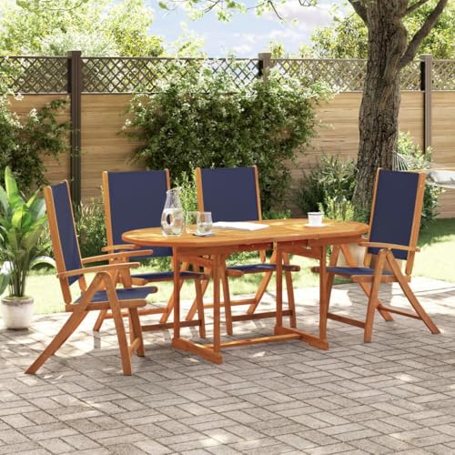 Emmtore 5-TLG. Garten-Essgruppe Massivholz Akazie und Textilene Gartenmöbel Set Tisch, Sitzgruppe für Garten Terrasse, Gartengarnitur Klappstuhl Blau Oval Emmtore 5-TLG. Garten-Essgruppe Massivholz Akazie und Textilene Gartenmöbel Set Tisch, Sitzgruppe für Garten Terrasse, Gartengarnitur Klappstuhl Blau Oval von Emmtore