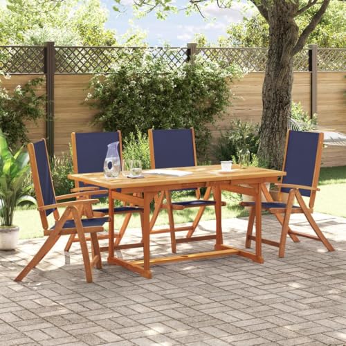 Emmtore 5-TLG. Garten-Essgruppe Massivholz Akazie und Textilene Gartenmöbel Set Tisch, Sitzgruppe für Garten Terrasse, Gartengarnitur Klappstuhl Blau Rechteckig Emmtore 5-TLG. Garten-Essgruppe Massivholz Akazie und Textilene Gartenmöbel Set Tisch, Sitzgruppe für Garten Terrasse, Gartengarnitur Klappstuhl Blau Rechteckig von Emmtore