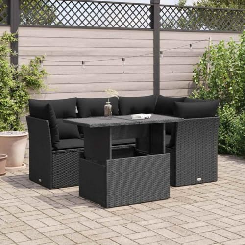 Emmtore 5-TLG. Garten-Sofagarnitur mit Kissen Schwarz Poly Rattan mit Stauraum Outdoor Sofa Set, Outdoor Sofagarnitur, Garten-Lounge-Set Emmtore 5-TLG. Garten-Sofagarnitur mit Kissen Schwarz Poly Rattan mit Stauraum Outdoor Sofa Set, Outdoor Sofagarnitur, Garten-Lounge-Set von Emmtore