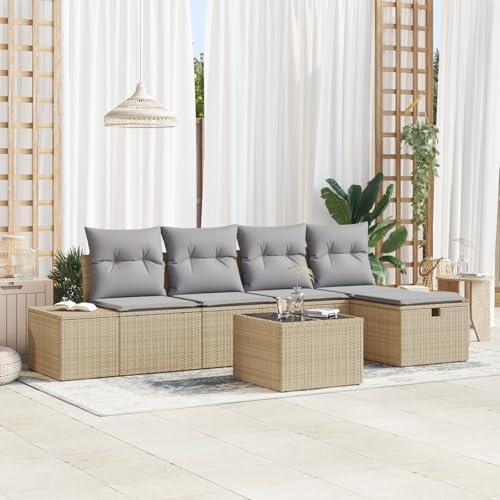 Emmtore 5-teiliges Garten Sofa Set mit Kissen Poly Rattan Wasserabweisend Stauraumfunktion Modernes Design Outdoor Sitzgelegenheiten Ecksofa Patio Modulares Beige,Hellgrau,mit Tisch Emmtore 5-teiliges Garten Sofa Set mit Kissen Poly Rattan Wasserabweisend Stauraumfunktion Modernes Design Outdoor Sitzgelegenheiten Ecksofa Patio Modulares Beige,Hellgrau,mit Tisch von Emmtore