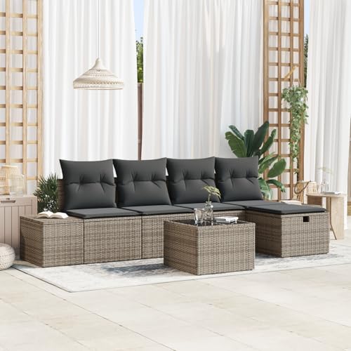 Emmtore 5-teiliges Garten Sofa Set mit Kissen Poly Rattan Wasserabweisend Stauraumfunktion Modernes Design Outdoor Sitzgelegenheiten Ecksofa Patio Modulares Grau,Dunkelgrau,mit Tisch Emmtore 5-teiliges Garten Sofa Set mit Kissen Poly Rattan Wasserabweisend Stauraumfunktion Modernes Design Outdoor Sitzgelegenheiten Ecksofa Patio Modulares Grau,Dunkelgrau,mit Tisch von Emmtore