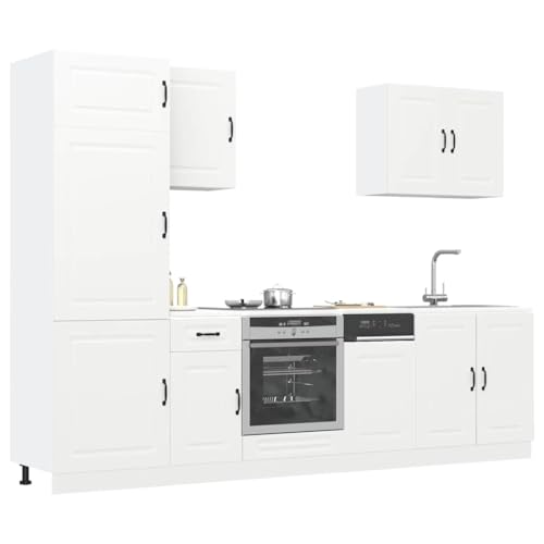 Emmtore 7-TLG Küchenschrank-Set Holzwerkstoff, Küchenzeile Einbauküche, Schrank-Set, Unterschrank,Küchenschrank.Weiß von Emmtore