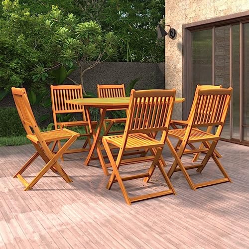 Emmtore 7-TLG. Garten-Essgruppe Massivholz Akazie Gartenmöbel Gartengarnitur Sitzgruppe Gartenset Sitzgarnitur Gartentisch Esstisch Tisch Stühle Holztisch Holzstuhl von Emmtore