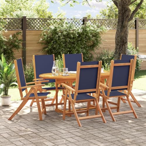 Emmtore 7-TLG. Garten-Essgruppe Massivholz Akazie und Textilene Gartenmöbel Set Tisch, Sitzgruppe für Garten Terrasse, Gartengarnitur Klappstuhl Blau Oval Emmtore 7-TLG. Garten-Essgruppe Massivholz Akazie und Textilene Gartenmöbel Set Tisch, Sitzgruppe für Garten Terrasse, Gartengarnitur Klappstuhl Blau Oval von Emmtore