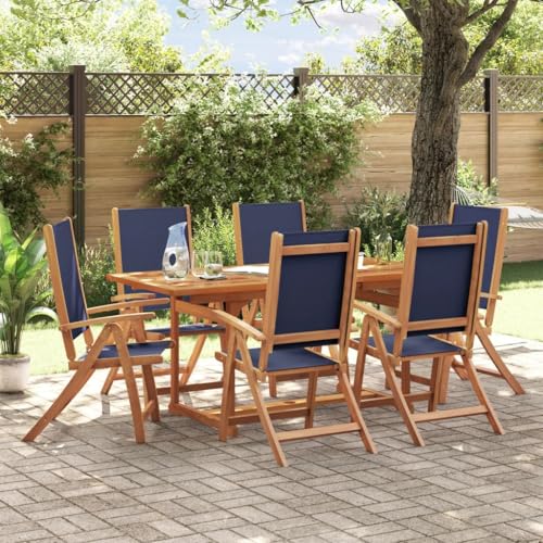 Emmtore 7-TLG. Garten-Essgruppe Massivholz Akazie und Textilene Gartenmöbel Set Tisch, Sitzgruppe für Garten Terrasse, Gartengarnitur Klappstuhl Blau Rechteckig Emmtore 7-TLG. Garten-Essgruppe Massivholz Akazie und Textilene Gartenmöbel Set Tisch, Sitzgruppe für Garten Terrasse, Gartengarnitur Klappstuhl Blau Rechteckig von Emmtore