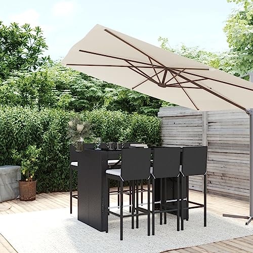 Emmtore 7-TLG. Gartenbar-Set mit Kissen Gartenmöbel Bartisch, Stehtisch Barhocker für Garten Terrasse, Sitzgruppe Gartenset Schwarz Poly Rattan Emmtore 7-TLG. Gartenbar-Set mit Kissen Gartenmöbel Bartisch, Stehtisch Barhocker für Garten Terrasse, Sitzgruppe Gartenset Schwarz Poly Rattan von Emmtore