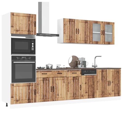 Emmtore 7-TLG. Küchenschrank-Set Kalmar Holzwerkstoff, Küchenzeile Einbauküche, Schrank-Set, Unterschrank, Küchenschrank, Hängeschrank,Altholz von Emmtore