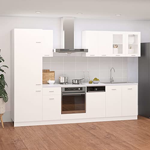 Emmtore 8-TLG. Küchenzeile Lyon Weiß Holzwerkstoff von Emmtore