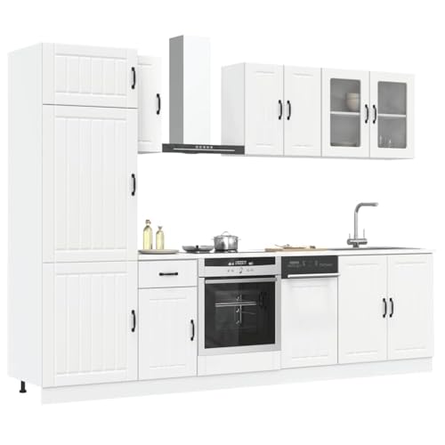 Emmtore 8-TLG.Küchenschrank-Set Holzwerkstoff Küchenzeile Küchenblock Weiß von Emmtore