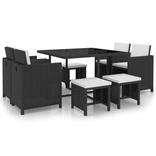 Emmtore 9-TLG. Garten-Essgruppe mit Auflagen Gartenmöbel Gartenset Gartengarnitur Sitzgruppe Poly Rattan Schwarz Emmtore 9-TLG. Garten-Essgruppe mit Auflagen Gartenmöbel Gartenset Gartengarnitur Sitzgruppe Poly Rattan Schwarz von Emmtore
