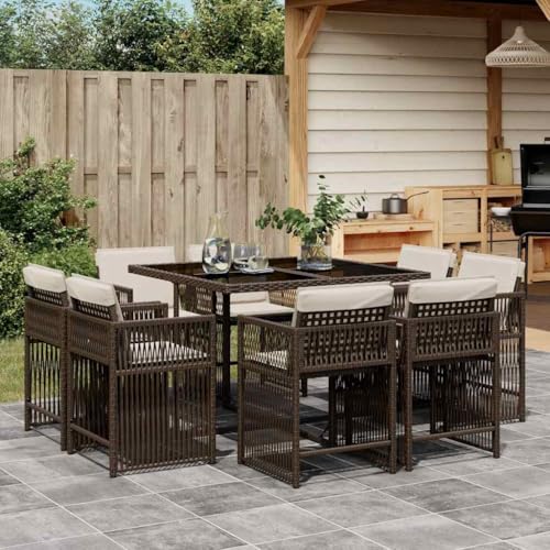Emmtore 9-TLG. Garten-Essgruppe mit Kissen Gartenmöbel Set Tisch Gartengarnitur mit Kissen, Sitzgruppe Essgarnitur Terrasse, Braun Poly Rattan Emmtore 9-TLG. Garten-Essgruppe mit Kissen Gartenmöbel Set Tisch Gartengarnitur mit Kissen, Sitzgruppe Essgarnitur Terrasse, Braun Poly Rattan von Emmtore
