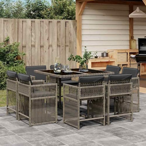Emmtore 9-TLG. Garten-Essgruppe mit Kissen Gartenmöbel Set Tisch Gartengarnitur mit Kissen, Sitzgruppe Essgarnitur Terrasse, Grau Poly Rattan Emmtore 9-TLG. Garten-Essgruppe mit Kissen Gartenmöbel Set Tisch Gartengarnitur mit Kissen, Sitzgruppe Essgarnitur Terrasse, Grau Poly Rattan von Emmtore