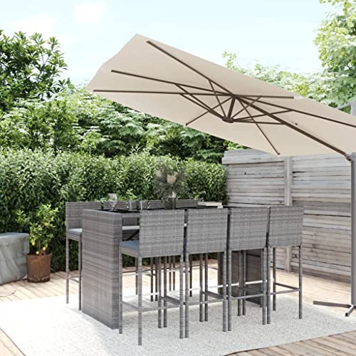 Emmtore 9-TLG. Gartenbar-Set mit Kissen Gartenmöbel Bartisch, Stehtisch Barhocker für Garten Terrasse, Sitzgruppe Gartenset Grau Poly Rattan Emmtore 9-TLG. Gartenbar-Set mit Kissen Gartenmöbel Bartisch, Stehtisch Barhocker für Garten Terrasse, Sitzgruppe Gartenset Grau Poly Rattan von Emmtore