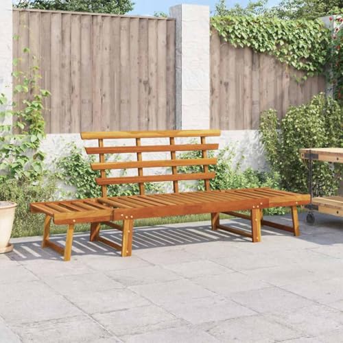 Emmtore Akazienholz Massiv Gartenbank 2-in-1 Sonnenliege Gartenliege Liege Sitzbank Parkbank Holzbank Bank Gartenmöbel 190 cm Massivholz Akazie von Emmtore