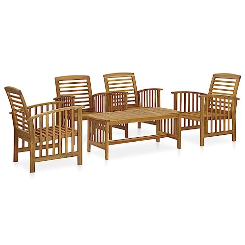 Emmtore Akazienholz Massiv Gartenmöbel Lounge Bank Stuhl Tisch Gartenset Sitzmöbel Sitzgruppe Gartenbank Beistelltisch Gartengarnitur 5-tlg. Garten-Lounge-Set Massivholz Akazie Braun 4x Sessel + Tisch von Emmtore
