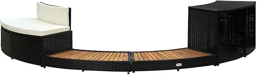 Emmtore Akazienholz Whirlpool Umrandung Witterungsbeständig Verkleidung Poolumrandung Poolverkleidung für Jacuzzi Schwarz Poly Rattan von Emmtore