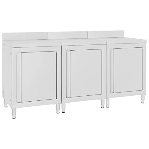 Emmtore Arbeitsschrank Aufkantung Gastro Arbeitstisch Küchenschrank Arbeitsplatte Edelstahlschrank Gastronomie180x60x96 cm Edelstahl von Emmtore