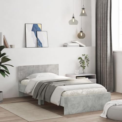 Emmtore Bettgestell mit Kopfteil Bett Gästebett mit Kopfteil, Schlafzimmerbett Schlafzimmermöbel Betongrau 100x200 cm Holzwerkstoff Emmtore Bettgestell mit Kopfteil Bett Gästebett mit Kopfteil, Schlafzimmerbett Schlafzimmermöbel Betongrau 100x200 cm Holzwerkstoff von Emmtore