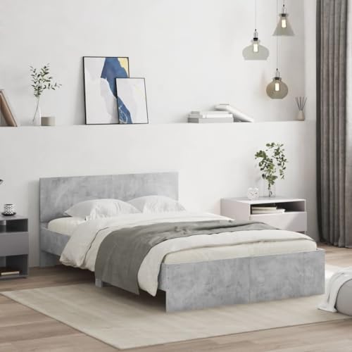 Emmtore Bettgestell mit Kopfteil Bett Gästebett mit Kopfteil, Schlafzimmerbett Schlafzimmermöbel Betongrau 135x190 cm Emmtore Bettgestell mit Kopfteil Bett Gästebett mit Kopfteil, Schlafzimmerbett Schlafzimmermöbel Betongrau 135x190 cm von Emmtore