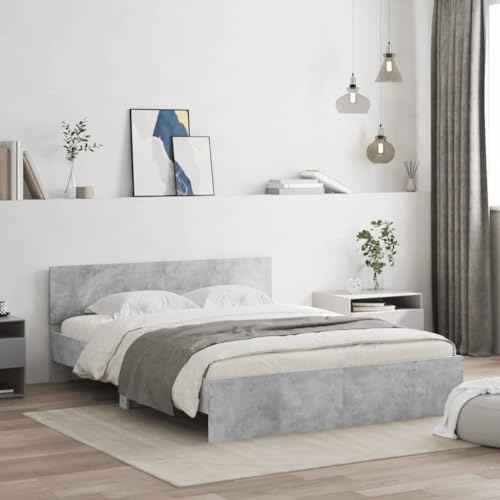 Emmtore Bettgestell mit Kopfteil Bett Gästebett mit Kopfteil, Schlafzimmerbett Schlafzimmermöbel Betongrau 140x190 cm Emmtore Bettgestell mit Kopfteil Bett Gästebett mit Kopfteil, Schlafzimmerbett Schlafzimmermöbel Betongrau 140x190 cm von Emmtore