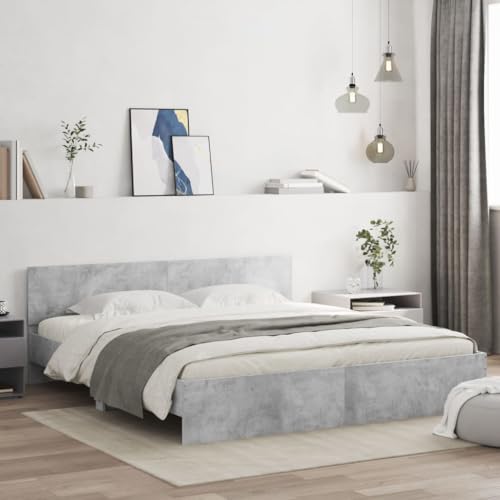 Emmtore Bettgestell mit Kopfteil Bett Gästebett mit Kopfteil, Schlafzimmerbett Schlafzimmermöbel Betongrau 180x200 cm Emmtore Bettgestell mit Kopfteil Bett Gästebett mit Kopfteil, Schlafzimmerbett Schlafzimmermöbel Betongrau 180x200 cm von Emmtore