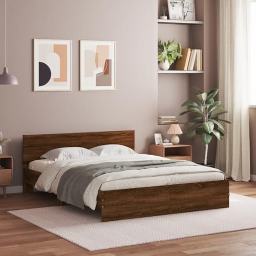 Emmtore Bettgestell mit Kopfteil Bett Gästebett mit Kopfteil, Schlafzimmerbett Schlafzimmermöbel Braun Eiche-Optik 140x190 cm Emmtore Bettgestell mit Kopfteil Bett Gästebett mit Kopfteil, Schlafzimmerbett Schlafzimmermöbel Braun Eiche-Optik 140x190 cm von Emmtore