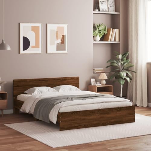 Emmtore Bettgestell mit Kopfteil Bett Gästebett mit Kopfteil, Schlafzimmerbett Schlafzimmermöbel Braune Eichen-Optik 140x200 cm Emmtore Bettgestell mit Kopfteil Bett Gästebett mit Kopfteil, Schlafzimmerbett Schlafzimmermöbel Braune Eichen-Optik 140x200 cm von Emmtore