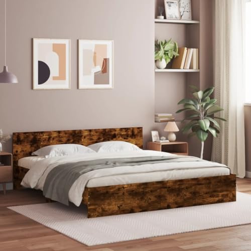 Emmtore Bettgestell mit Kopfteil Bett Gästebett mit Kopfteil, Schlafzimmerbett Schlafzimmermöbel Räuchereiche 180x200 cm Emmtore Bettgestell mit Kopfteil Bett Gästebett mit Kopfteil, Schlafzimmerbett Schlafzimmermöbel Räuchereiche 180x200 cm von Emmtore