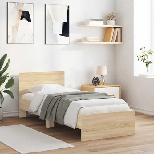 Emmtore Bettgestell ohne Matratze mit Kopfteil Bett Gästebett mit Kopfteil, Schlafzimmerbett Schlafzimmermöbel Sonoma-Eiche 75x190 cm Emmtore Bettgestell ohne Matratze mit Kopfteil Bett Gästebett mit Kopfteil, Schlafzimmerbett Schlafzimmermöbel Sonoma-Eiche 75x190 cm von Emmtore