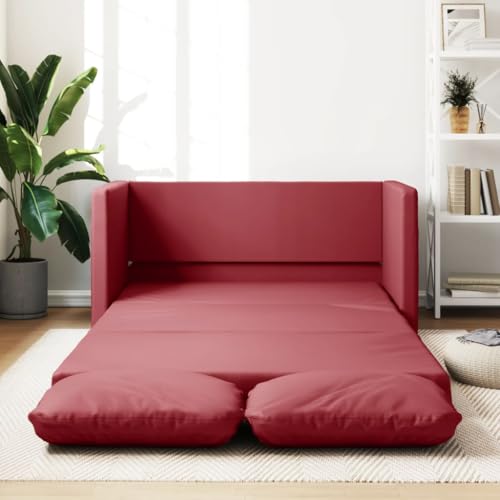 Emmtore Bodensofa, Klappbar Bodenbett Sofa mit Schlaffunktion, Schlafsofa Schlafsessel mit Metallgestell, Klappsofa Sofabett für Wohnzimmer Schlafzimmer,Weinrot von Emmtore