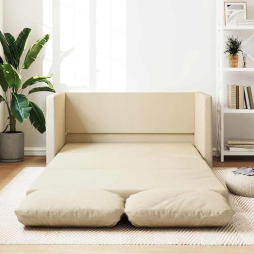 Emmtore Bodensofa, Klappbar Bodenbett Sofa mit Schlaffunktion, Schlafsofa Schlafsessel mit Metallgestell, Klappsofa Sofabett für Wohnzimmer Schlafzimmer Stoff,Creme von Emmtore