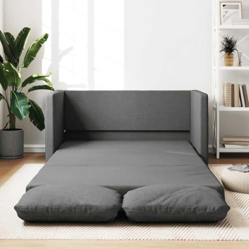 Emmtore Bodensofa, Klappbar Bodenbett Sofa mit Schlaffunktion, Schlafsofa Schlafsessel mit Metallgestell, Klappsofa Sofabett für Wohnzimmer Schlafzimmer Stoff,Dunkelgrau von Emmtore