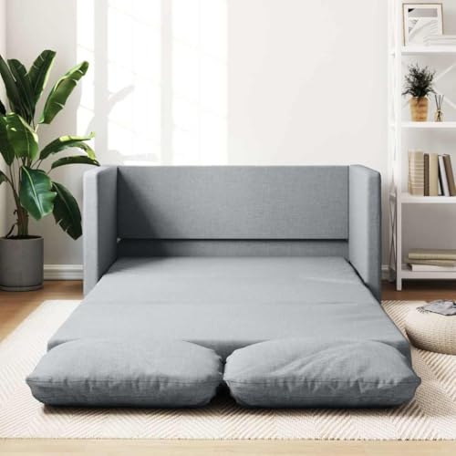 Emmtore Bodensofa, Klappbar Bodenbett Sofa mit Schlaffunktion, Schlafsofa Schlafsessel mit Metallgestell, Klappsofa Sofabett für Wohnzimmer Schlafzimmer Stoff,Hellgrau von Emmtore