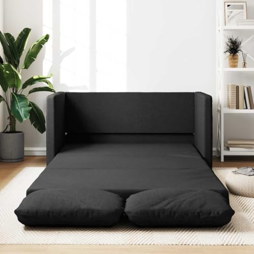 Emmtore Bodensofa, Klappbar Bodenbett Sofa mit Schlaffunktion, Schlafsofa Schlafsessel mit Metallgestell, Klappsofa Sofabett für Wohnzimmer Schlafzimmer Stoff,Schwarz von Emmtore
