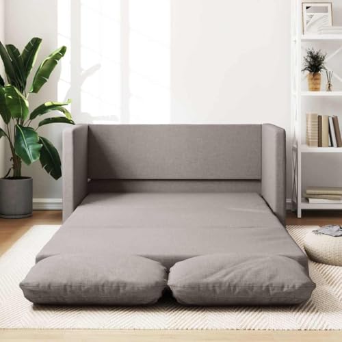 Emmtore Bodensofa, Klappbar Bodenbett Sofa mit Schlaffunktion, Schlafsofa Schlafsessel mit Metallgestell, Klappsofa Sofabett für Wohnzimmer Schlafzimmer Stoff,Taupe von Emmtore