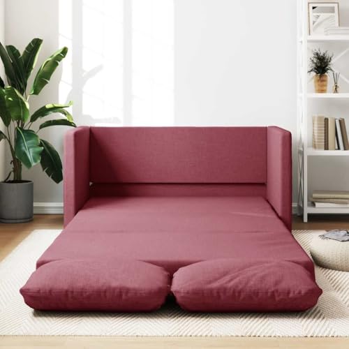 Emmtore Bodensofa, Klappbar Bodenbett Sofa mit Schlaffunktion, Schlafsofa Schlafsessel mit Metallgestell, Klappsofa Sofabett für Wohnzimmer Schlafzimmer Stoff,Weinrot von Emmtore