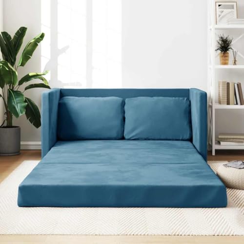 Emmtore Bodensofa,Klappbar Bodenbett Sofa mit Schlaffunktion,Schlafsofa Schlafsessel mit Metallgestell,Klappsofa Sofabett für Wohnzimmer Schlafzimmer,Stoff,Blau von Emmtore